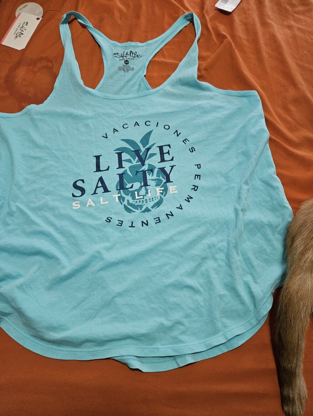Nwt Salt Life Aqua 'Live Salty' Graphic Tank Swim Cover-Up